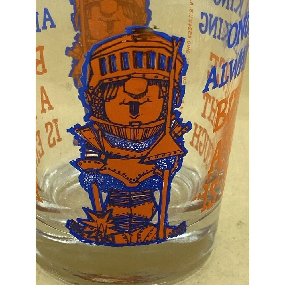 1976 Novelty Rocks Cocktail Glass Once a King/Knight C.M. Paula 4.5”